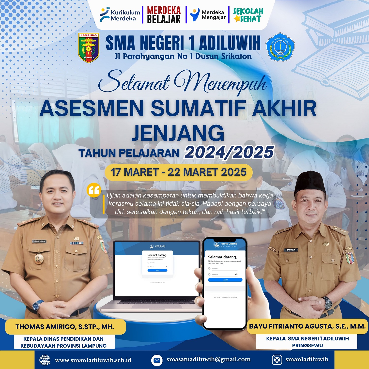 SISWA KELAS XII SMA NEGERI 1 ADILUWIH SEDANG MELAKSANAKAN ASESMEN SUMATIF AKHIR JENJANG